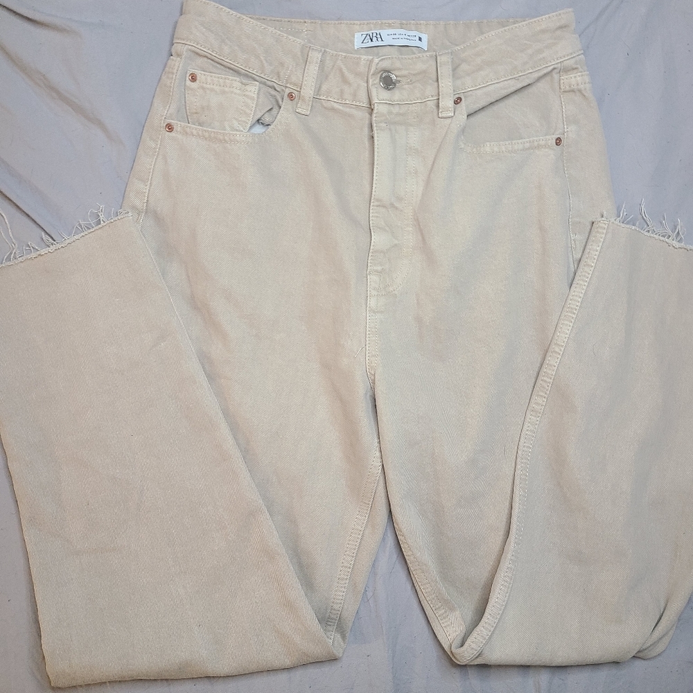 Zara straight leg cream jeans